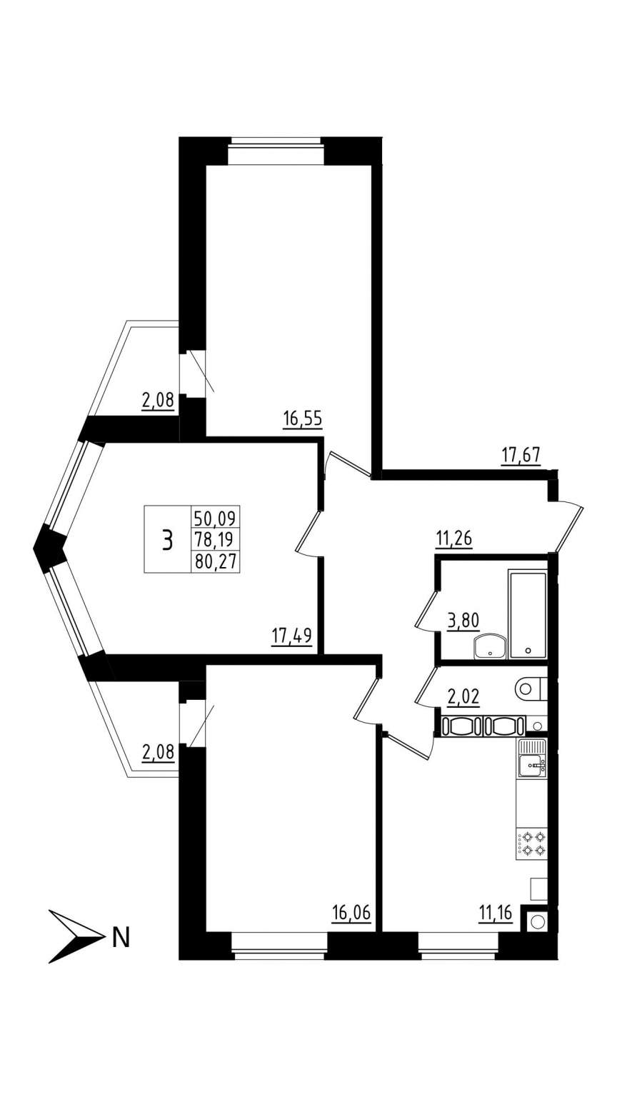 Продажа 3-комнатной новостройки, Русско-Высоцкое, Павлика Филимонова улица,  д.6