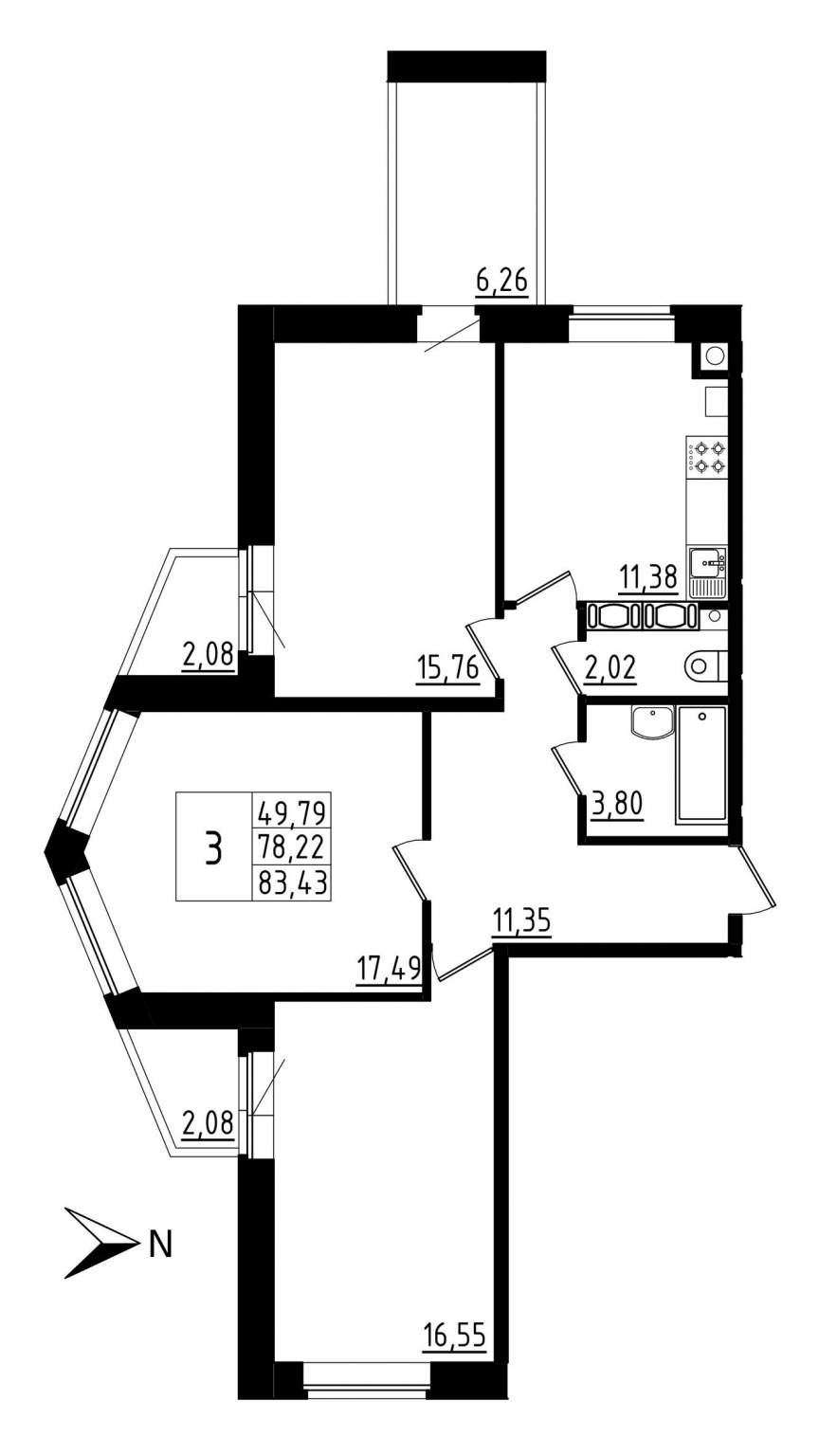 Продажа 3-комнатной новостройки, Русско-Высоцкое, Павлика Филимонова улица,  д.6