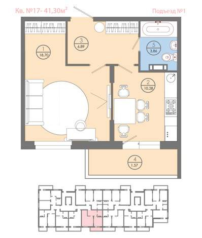 Продажа 1-комнатной новостройки, Ленинградская, Набережная улица,  д.10
