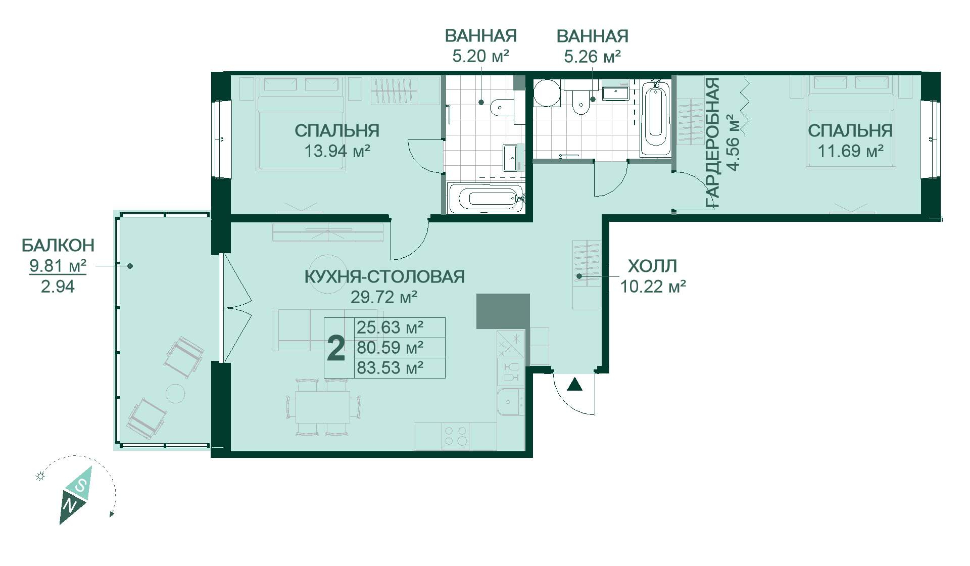 Продажа 2-комнатной новостройки, Санкт-Петербург, Магнитогорская улица,  д.11