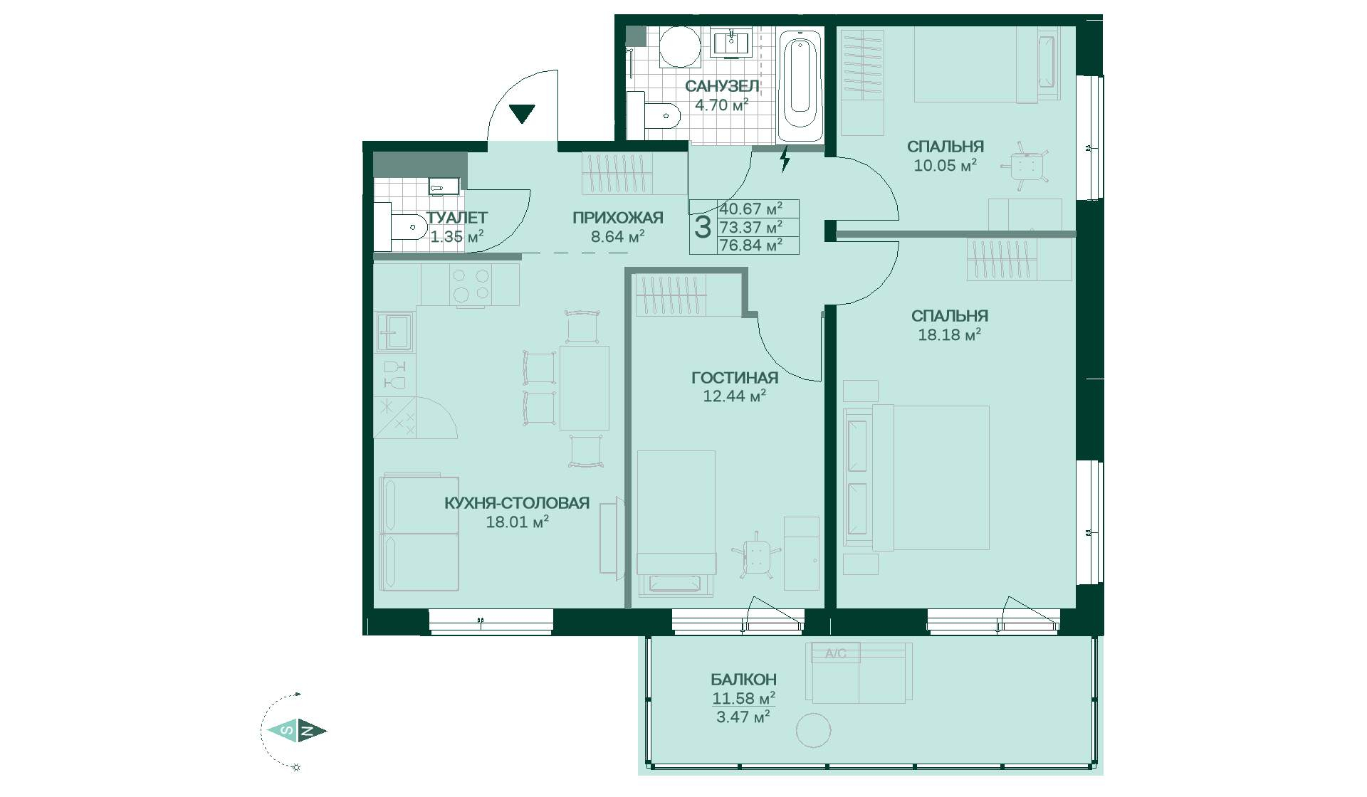 Продажа 3-комнатной новостройки, Всеволожск, Рябиновая роща улица,  д.4к2