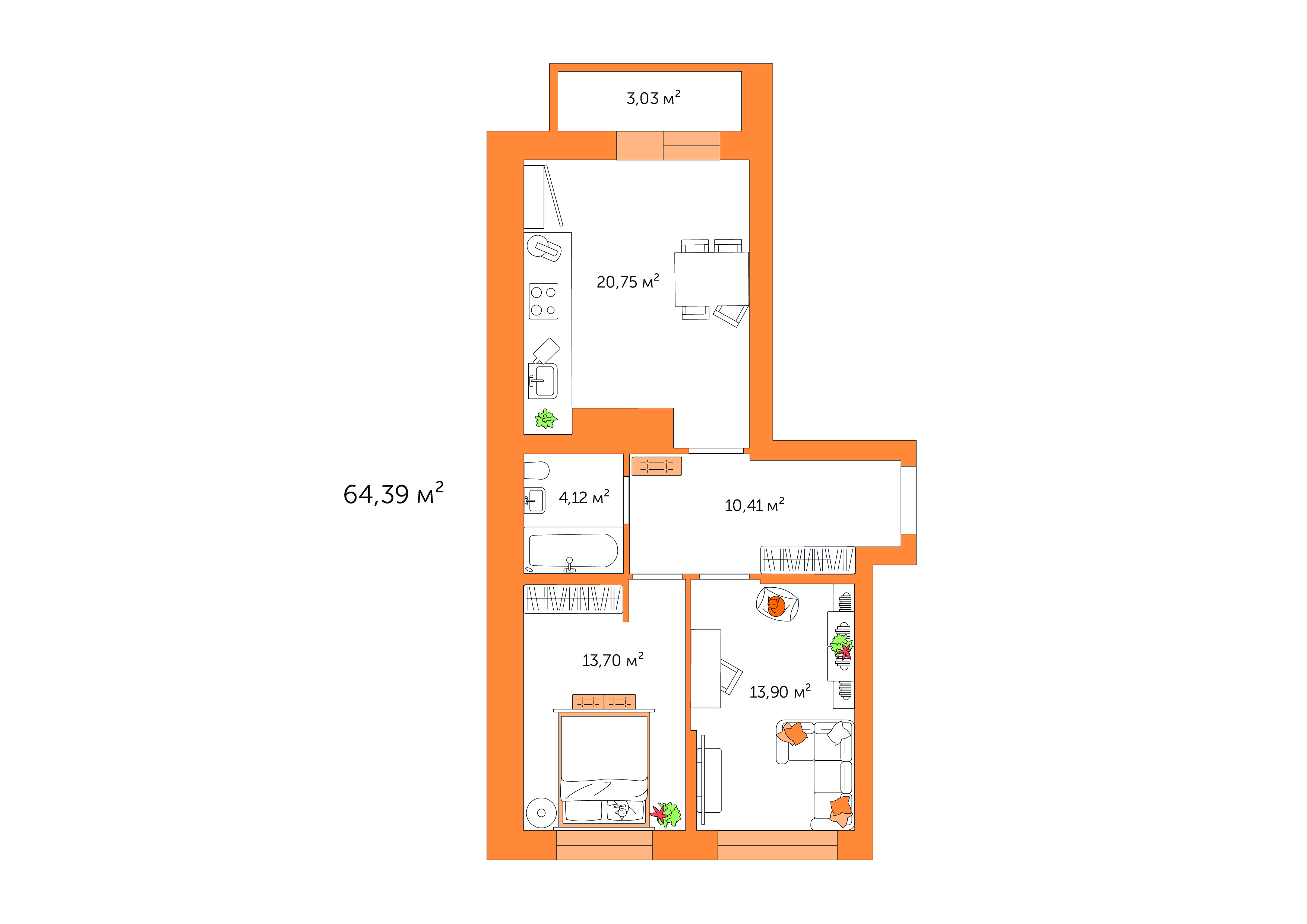 Продажа 2-комнатной новостройки, Петровский, Петровская улица,  д.1