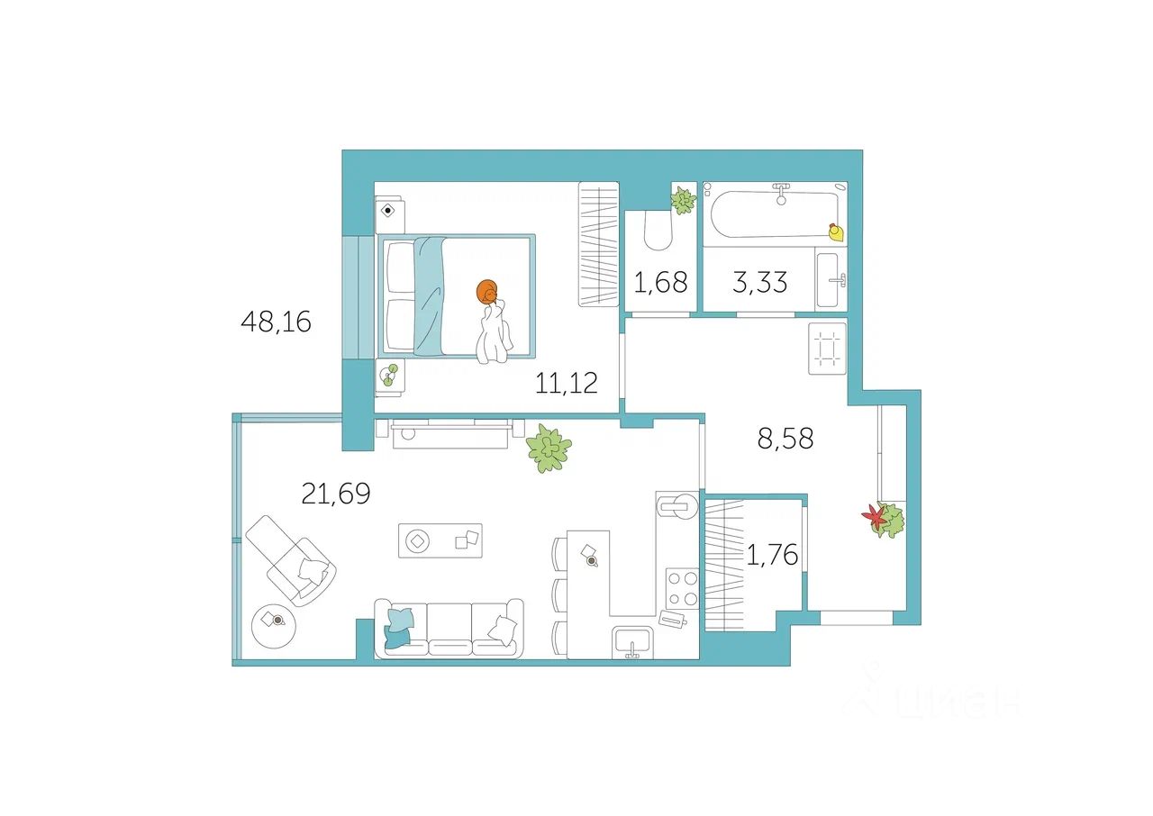 Продажа 1-комнатной новостройки, Тула, Веневское шоссе,  д.5