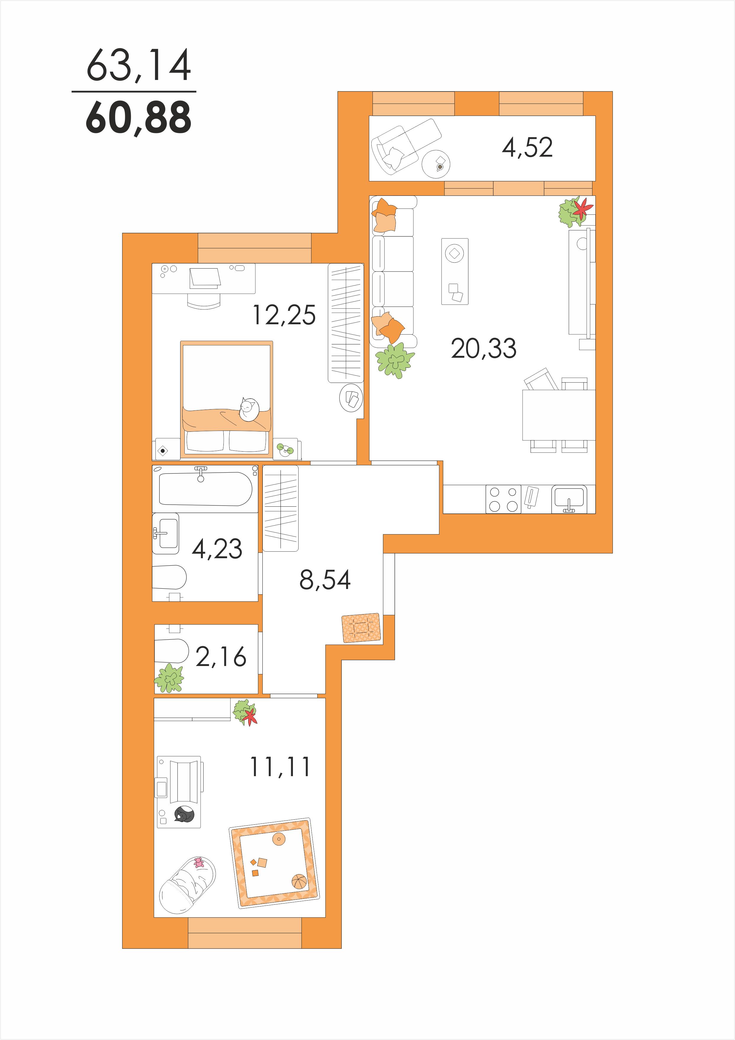 Продажа 2-комнатной новостройки, Осиновая Гора, Аркадия Шипунова улица,  д.22