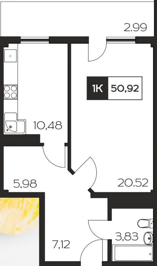 Продажа 1-комнатной новостройки, Раздольное, Тепличная улица,  д.105/2
