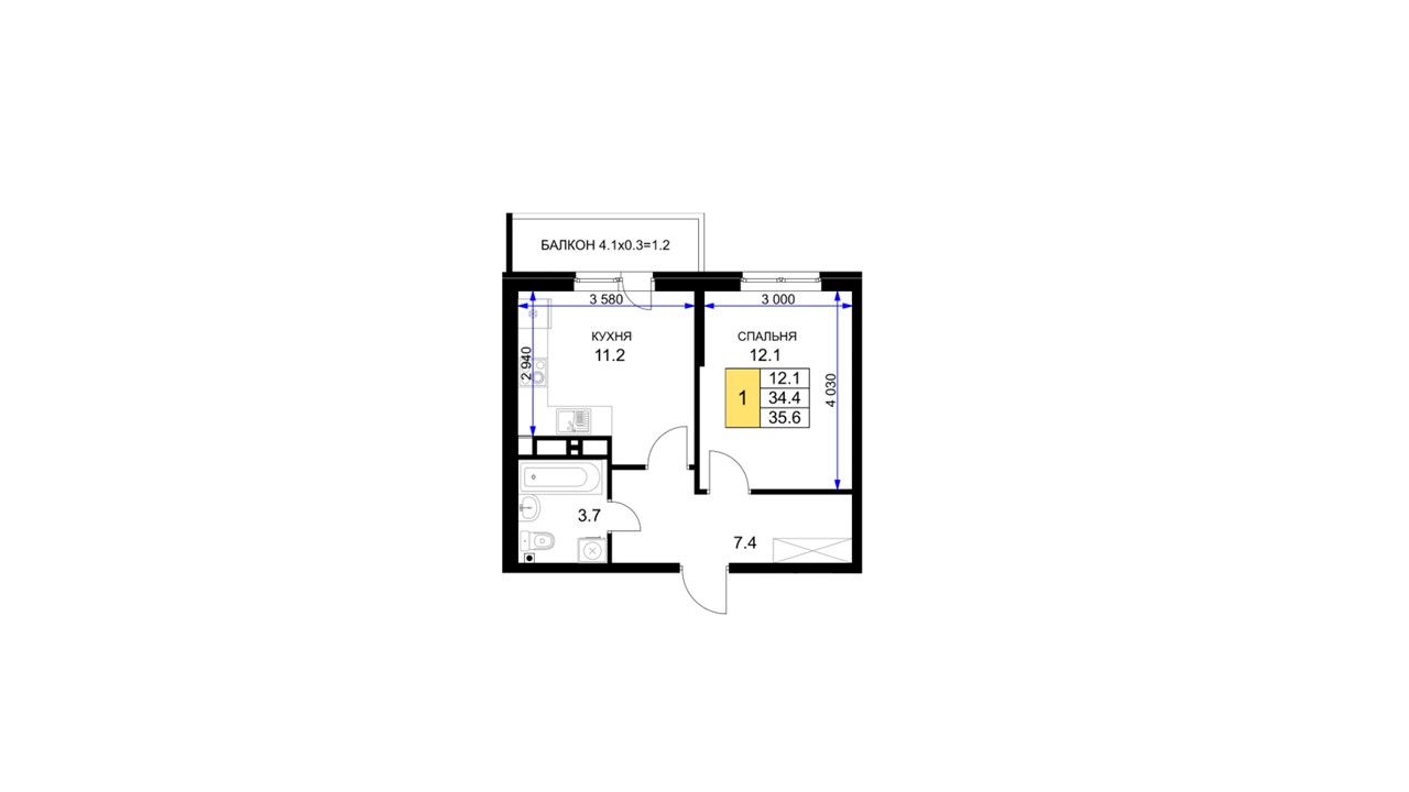 Купить 1-комнатная квартиру 35 м², Краснодар, Садовая , 100 — без  посредников, id в базе Кайли 1520