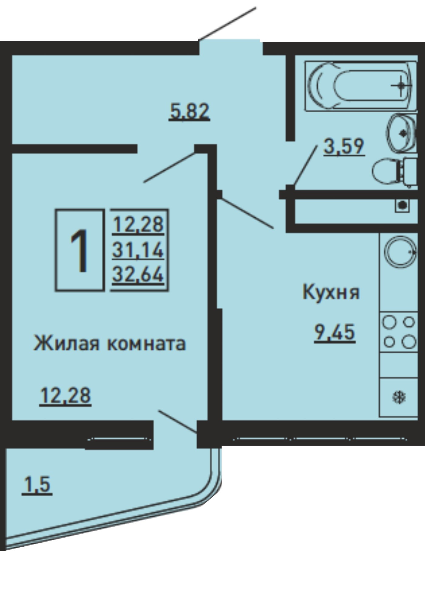 Продажа 1-комнатной новостройки, Ольгинка, Солнечная улица,  д.1/1