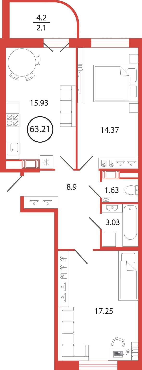 Продажа 2-комнатной новостройки, Бугры, Шекспира улица,  д.1