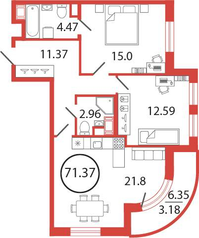 Продажа 2-комнатной новостройки, Бугры, Шекспира улица,  д.1