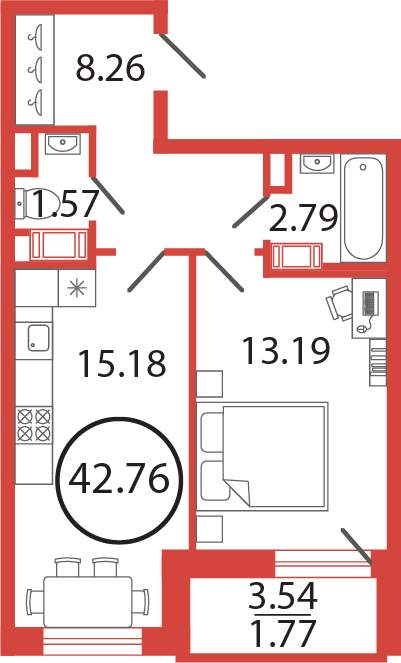 Продажа 1-комнатной новостройки, Бугры, Шекспира улица,  д.1