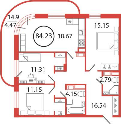 Продажа 3-комнатной новостройки, Бугры, Шекспира улица,  д.1