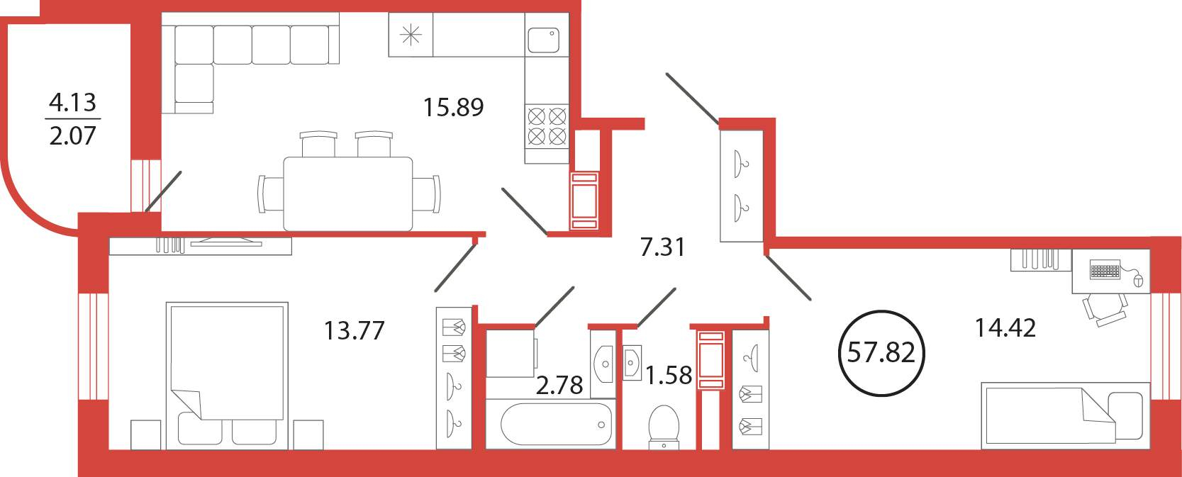 Продажа 2-комнатной новостройки, Бугры, Шекспира улица,  д.1