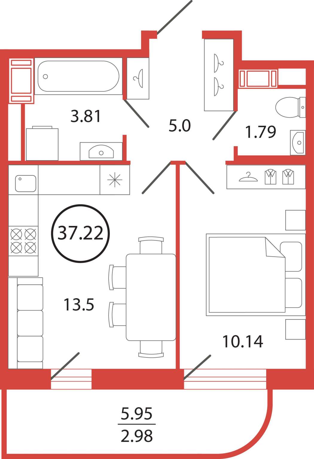 Продажа 1-комнатной новостройки, Бугры, Шекспира улица,  д.1