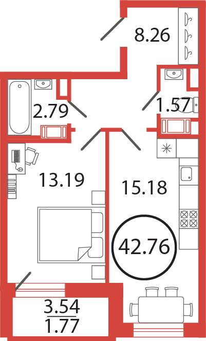 Продажа 1-комнатной новостройки, Бугры, Шекспира улица,  д.1