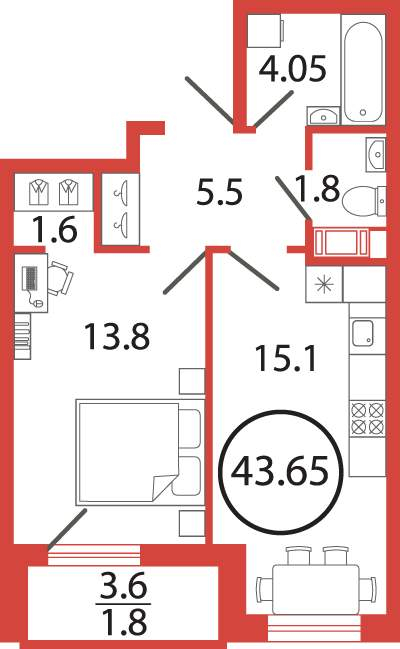 Продажа 1-комнатной новостройки, Бугры, Шекспира улица,  д.1