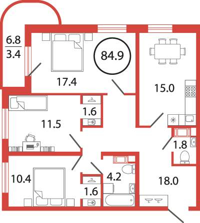 Продажа 3-комнатной новостройки, Бугры, Шекспира улица,  д.1