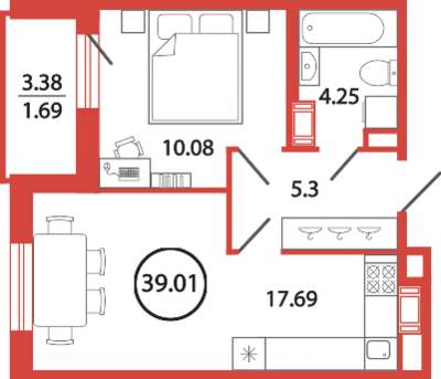 Продажа 1-комнатной новостройки, Бугры, Шекспира улица,  д.1