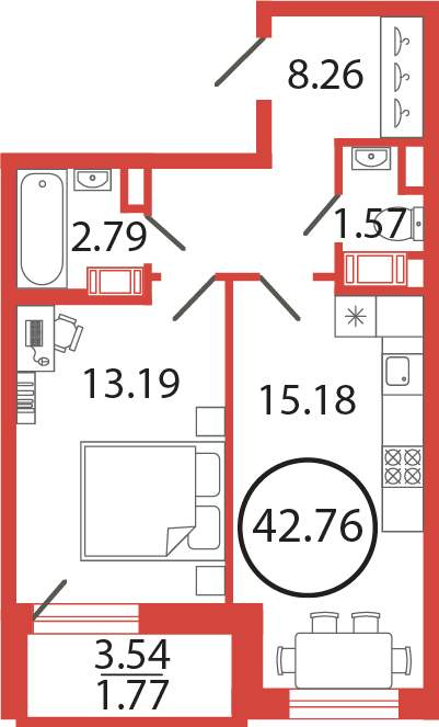 Продажа 1-комнатной новостройки, Бугры, Шекспира улица,  д.1