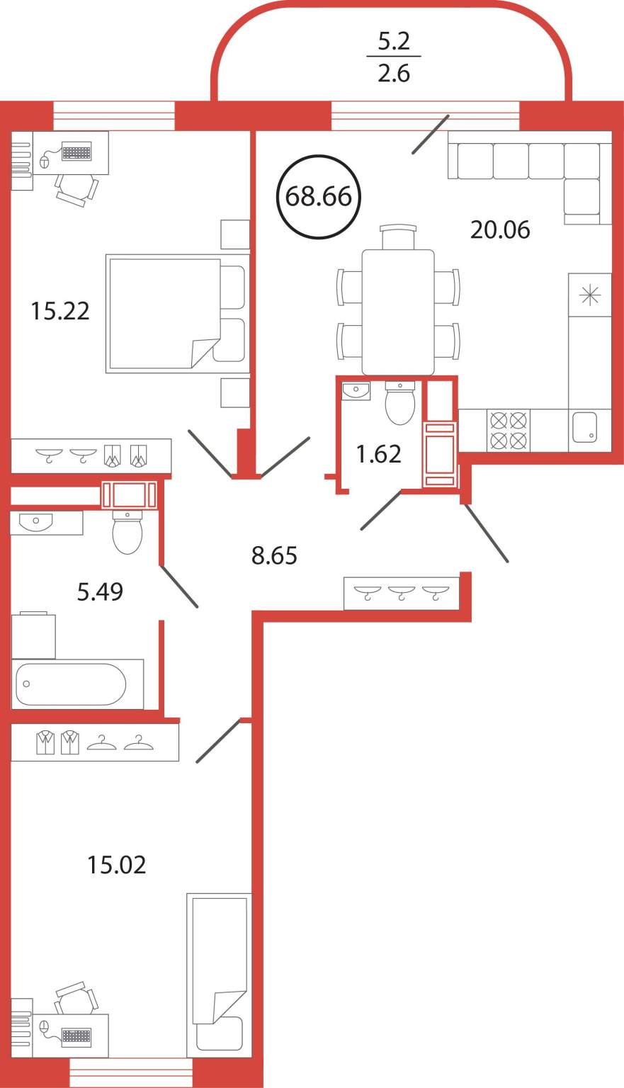 Продажа 2-комнатной новостройки, Бугры, Шекспира улица,  д.1