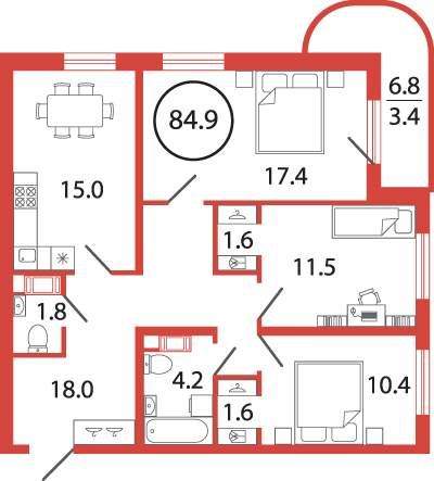 Продажа 3-комнатной новостройки, Бугры, Шекспира улица,  д.1