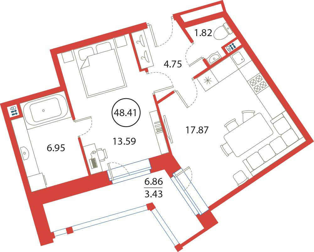 Продажа 1-комнатной новостройки, Санкт-Петербург, Плесецкая улица,  д.4стр1