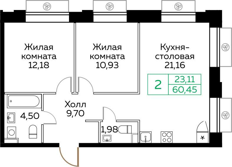 Продажа 2-комнатной новостройки, Мытищи, Новомытищинский проспект,  д.2б