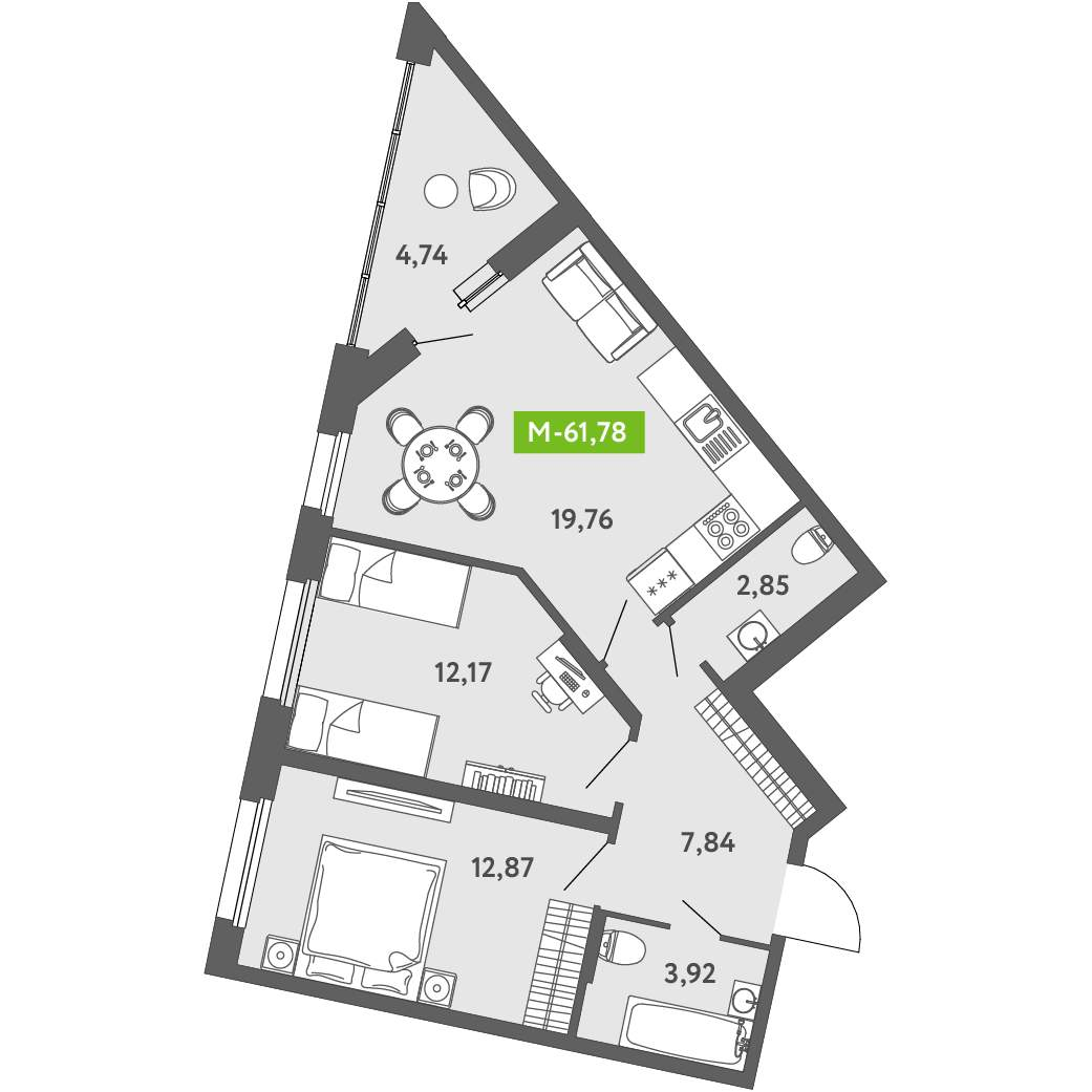 Продажа 2-комнатной новостройки, Санкт-Петербург, Головнина бульвар,  д.к12