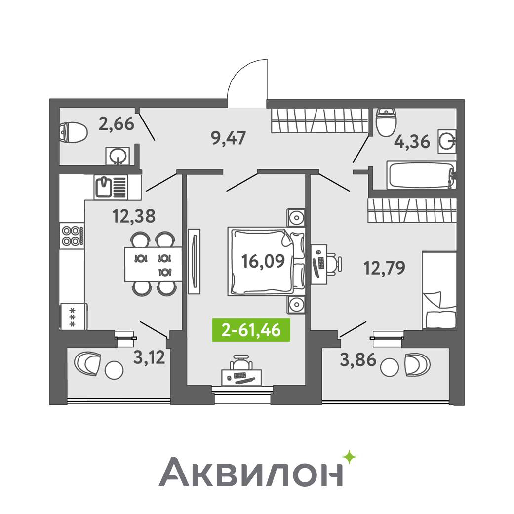 Продажа 2-комнатной новостройки, Санкт-Петербург, Головнина бульвар,  д.к12