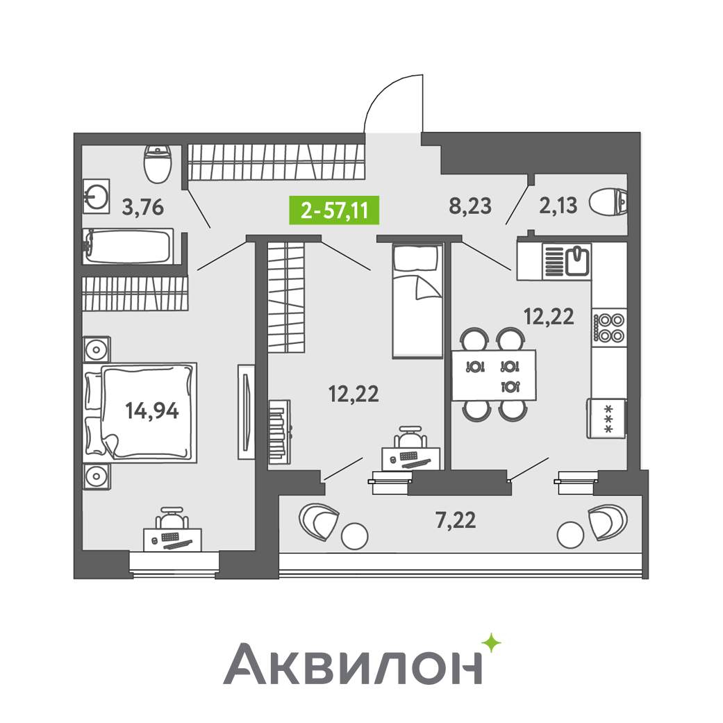 Продажа 2-комнатной новостройки, Санкт-Петербург, Головнина бульвар,  д.к12