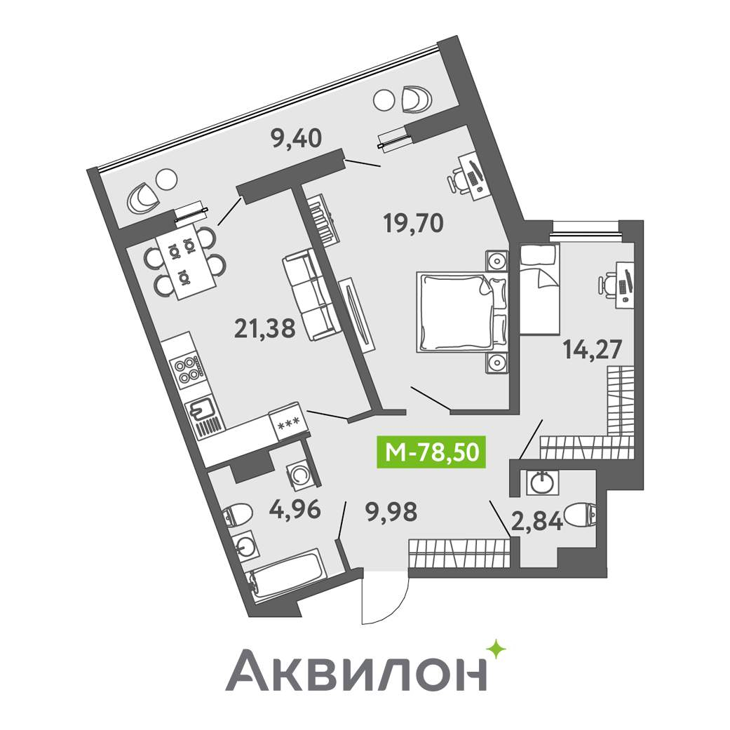 Продажа 2-комнатной новостройки, Санкт-Петербург, Головнина бульвар,  д.к12