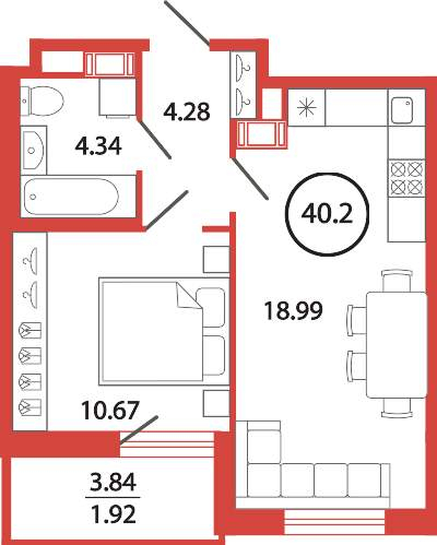 Продажа 1-комнатной новостройки, Бугры, Шекспира улица,  д.1