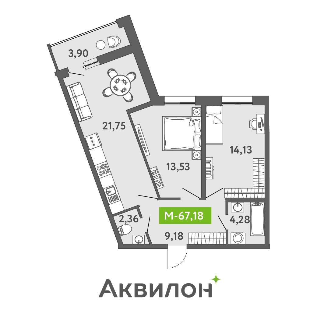 Продажа 2-комнатной новостройки, Санкт-Петербург, Головнина бульвар,  д.к12