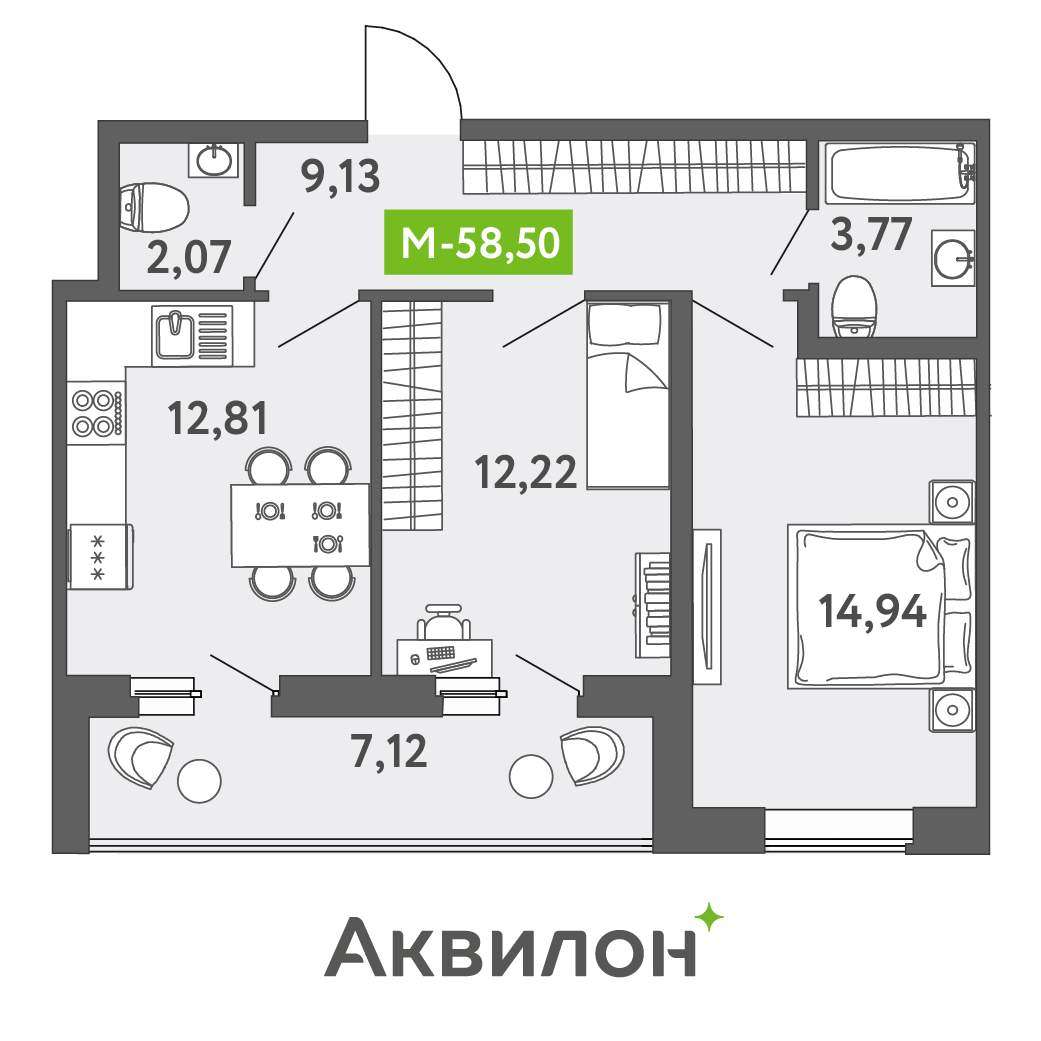 Продажа 2-комнатной новостройки, Санкт-Петербург, Головнина бульвар,  д.к12