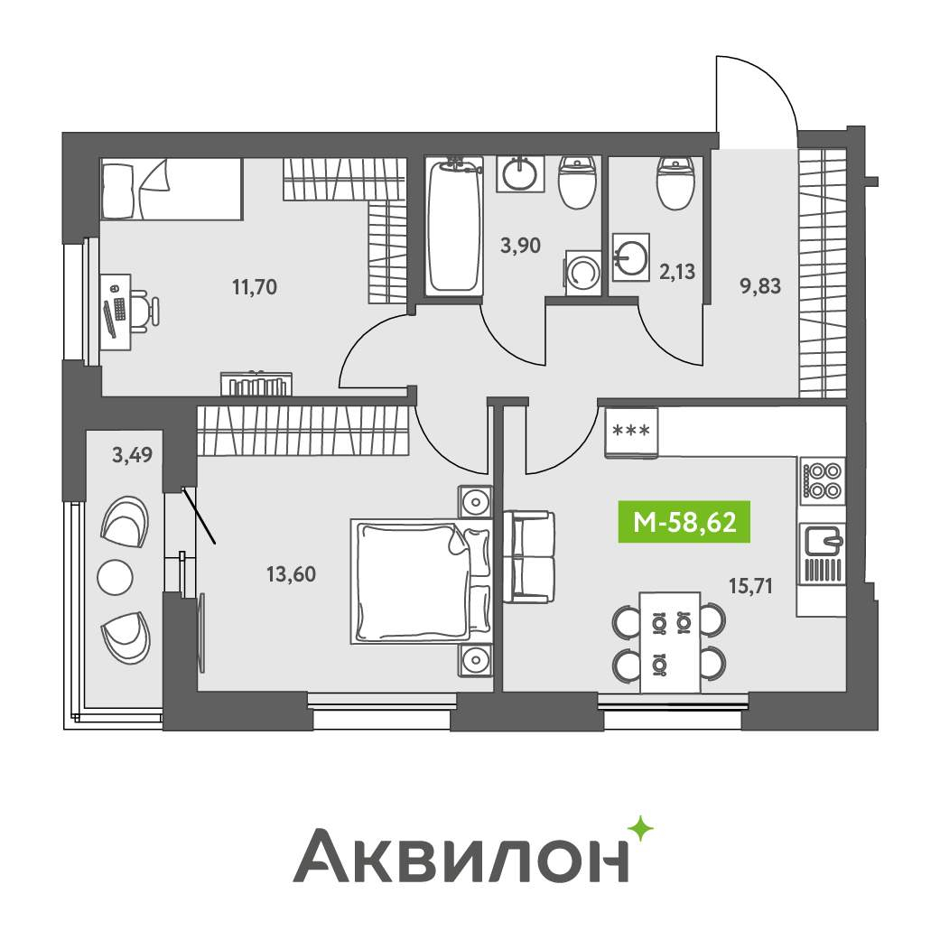 Продажа 2-комнатной новостройки, Санкт-Петербург, Головнина бульвар,  д.к13