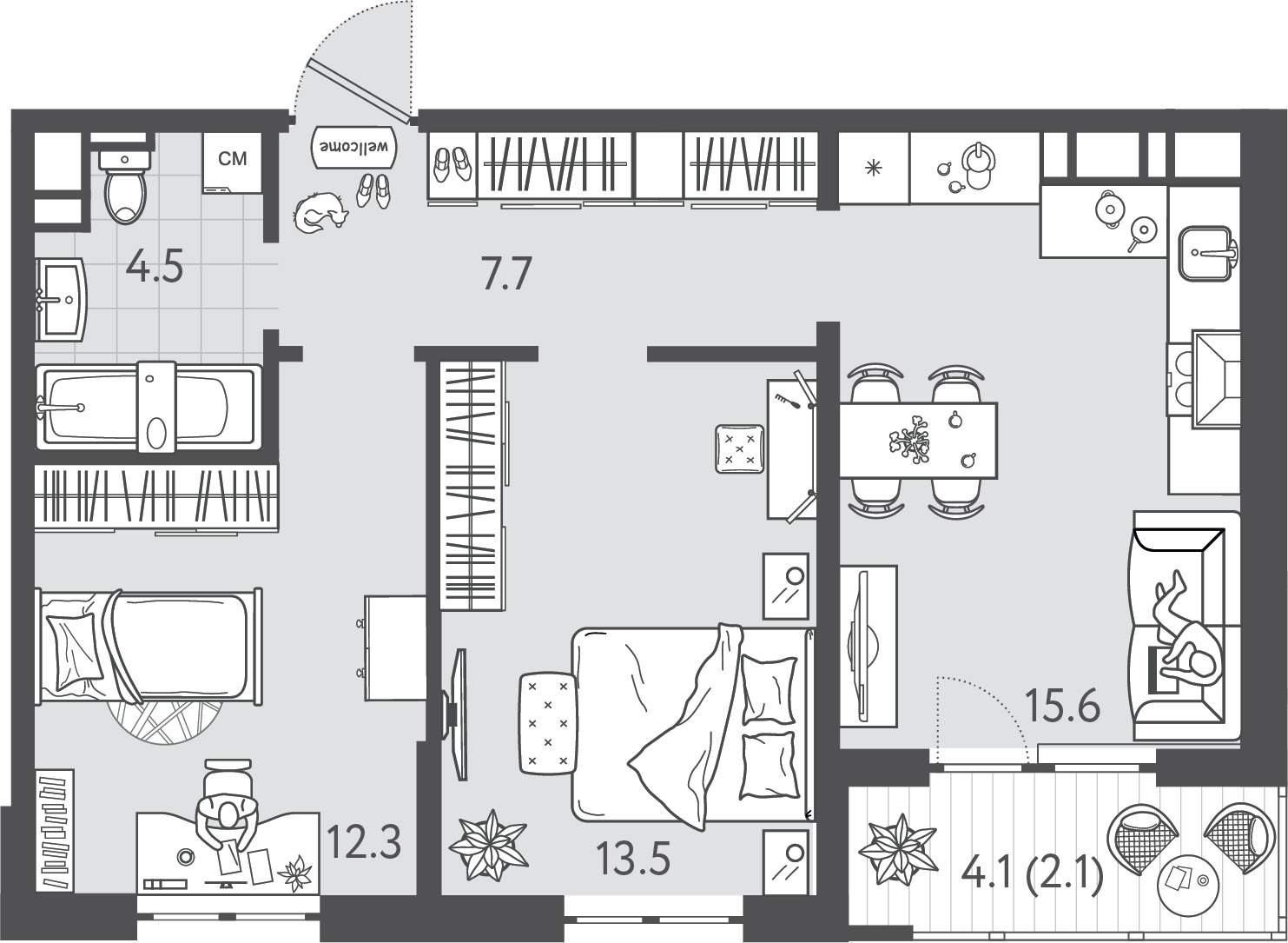 Продажа 2-комнатной новостройки, Краснодар, Колхозная улица,  д.5стр6