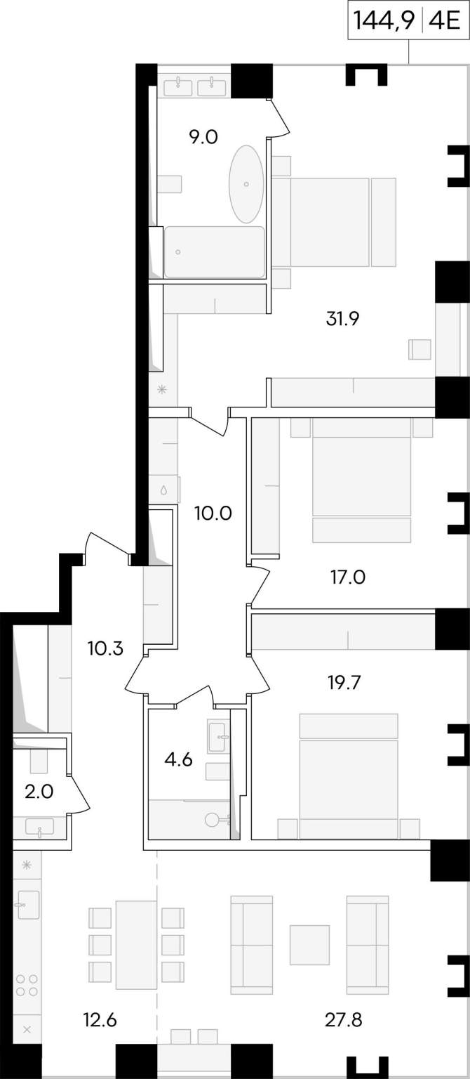 Продажа 4-комнатной новостройки, Москва, Сергея Макеева улица,  д.11/9стр1