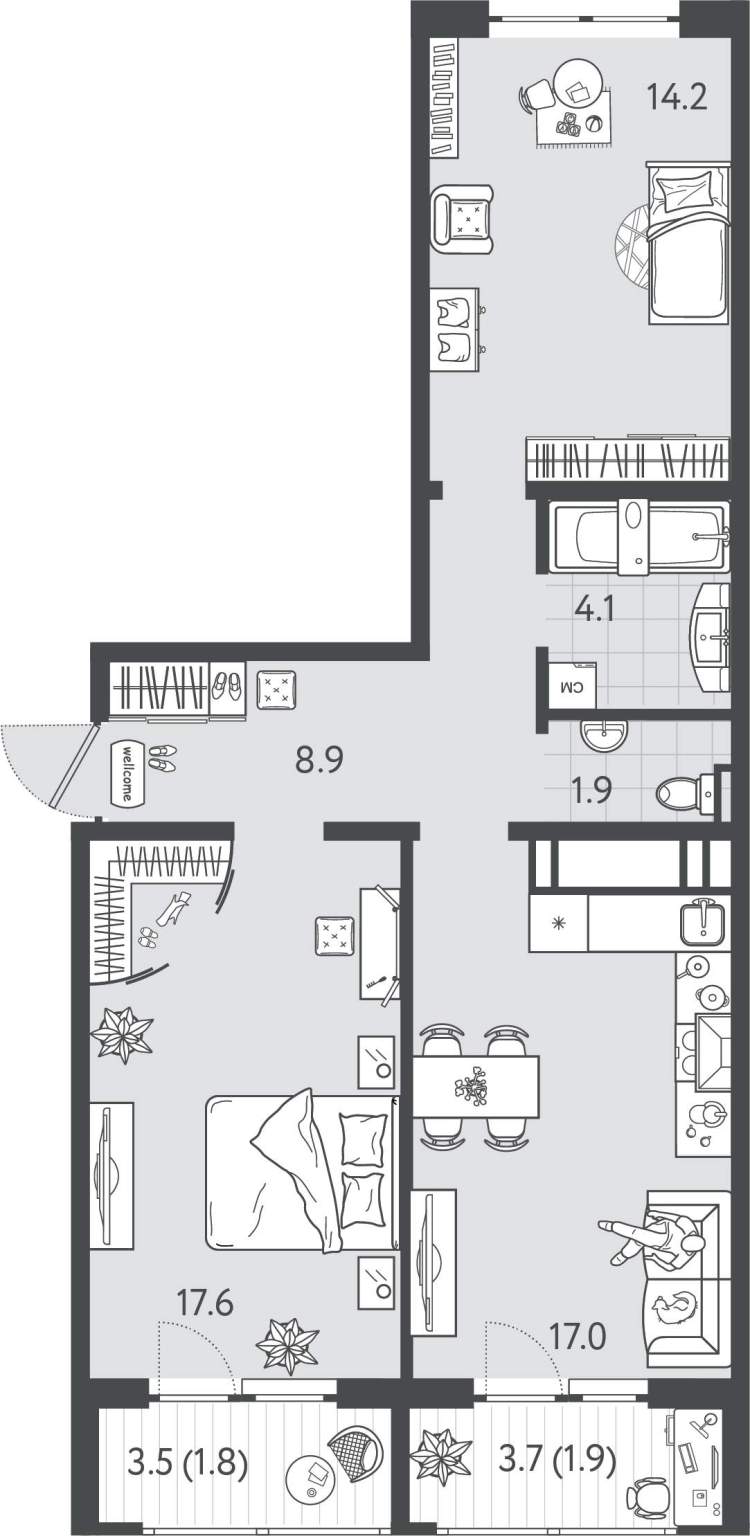 Продажа 2-комнатной новостройки, Краснодар, Колхозная улица,  д.5стр7