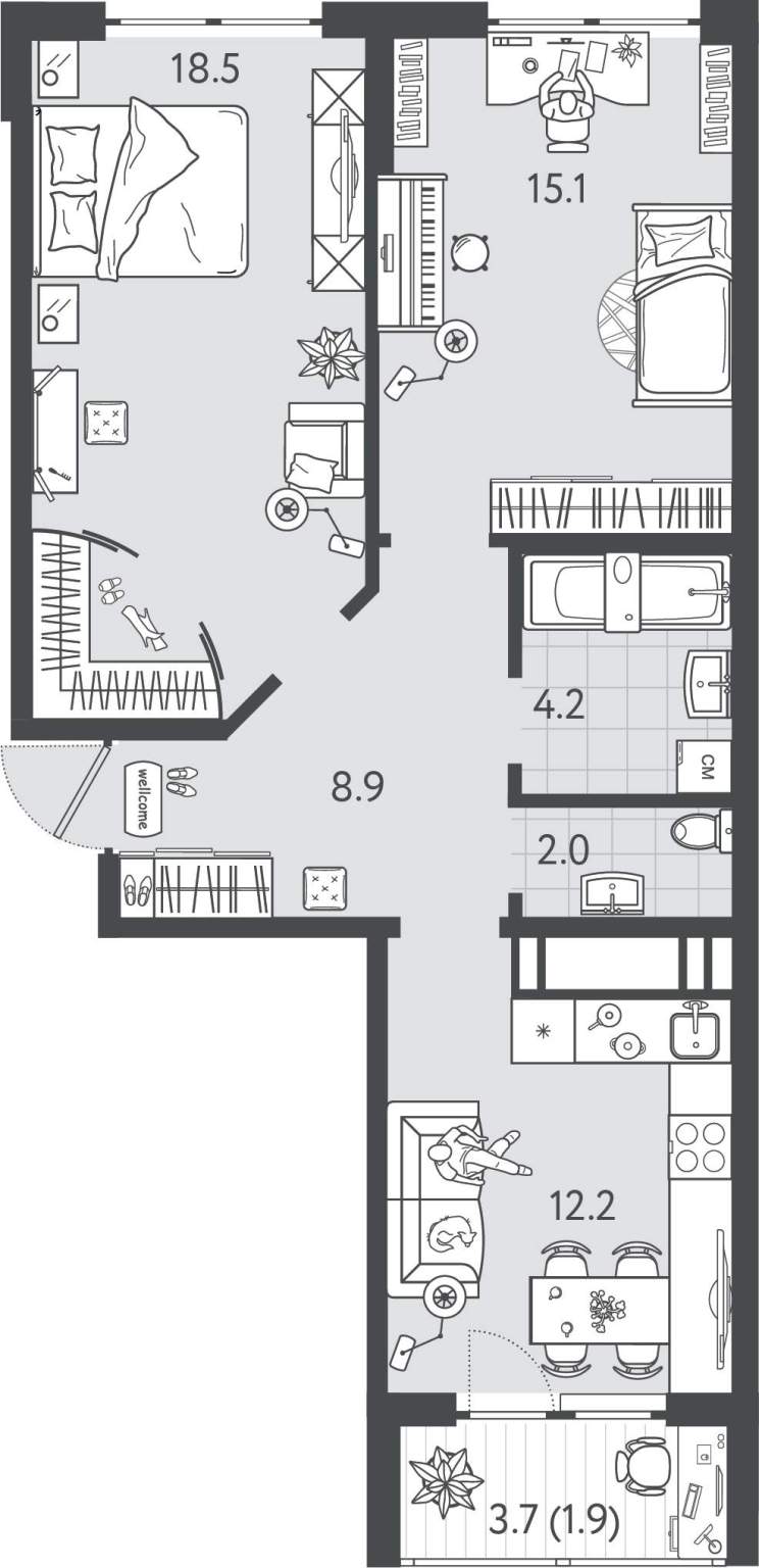 Продажа 2-комнатной новостройки, Краснодар, Колхозная улица,  д.5стр4