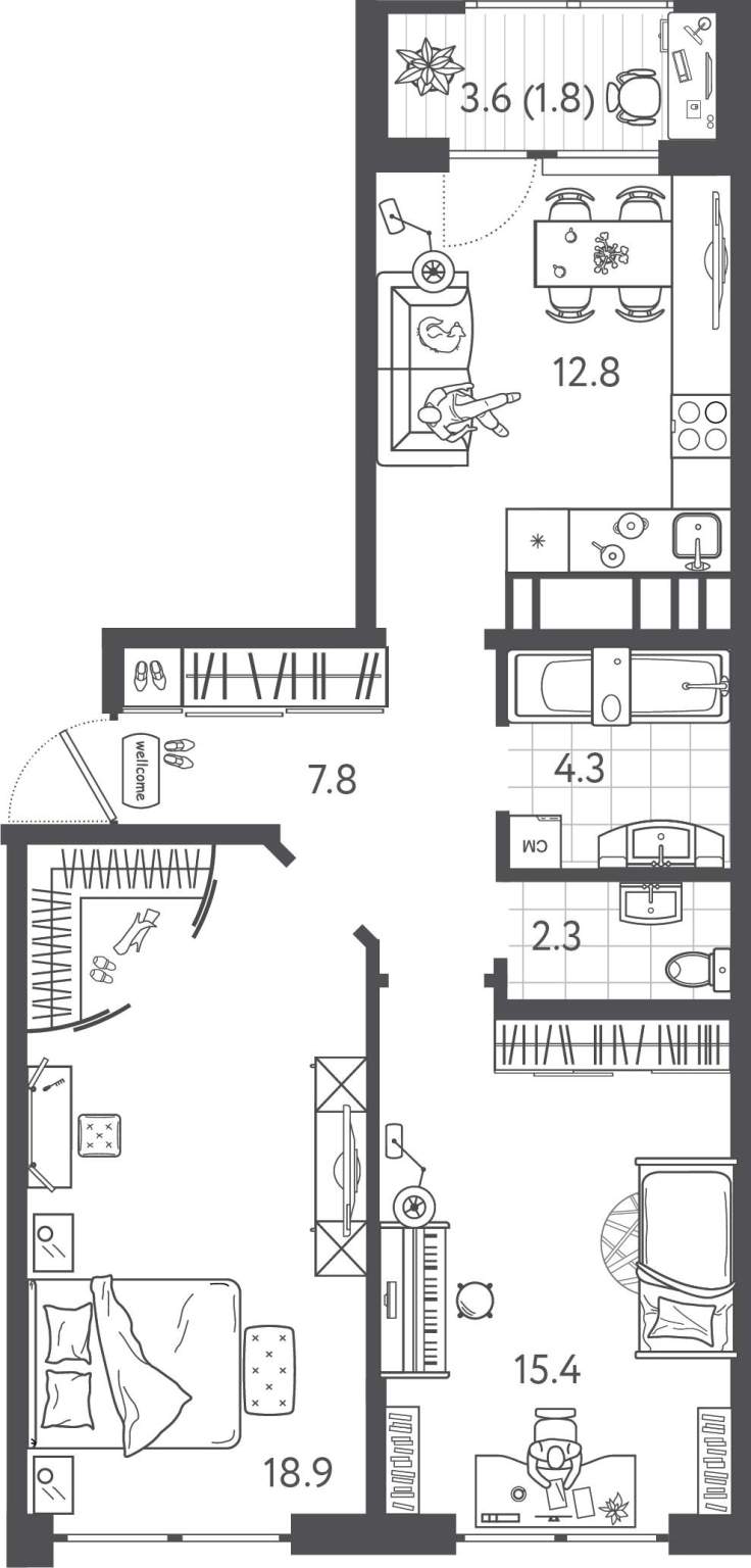 Продажа 2-комнатной новостройки, Краснодар, Колхозная улица,  д.5стр6