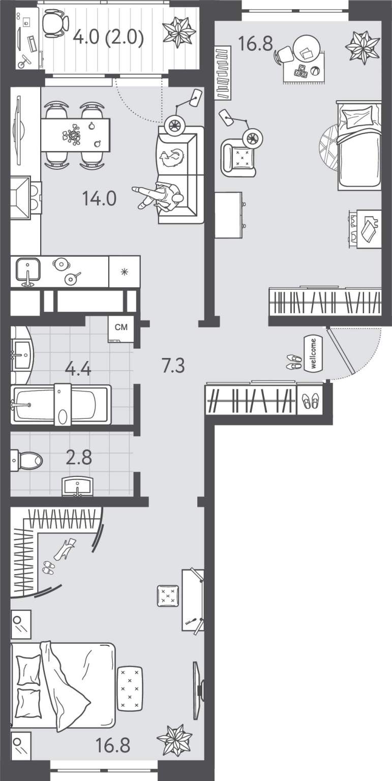 Продажа 2-комнатной новостройки, Краснодар, Колхозная улица,  д.5стр3