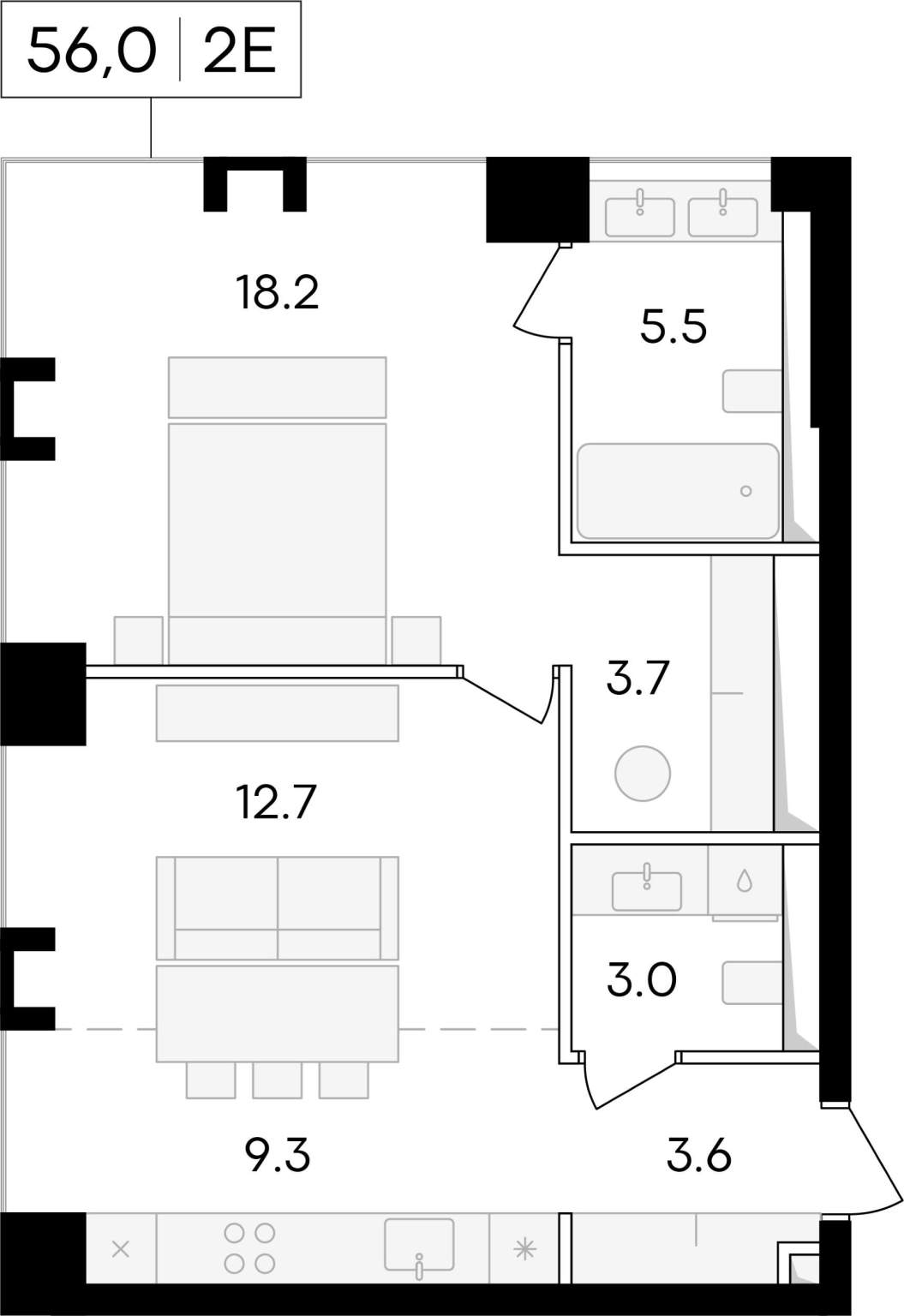 Продажа 2-комнатной новостройки, Москва, Сергея Макеева улица,  д.11/9стр1