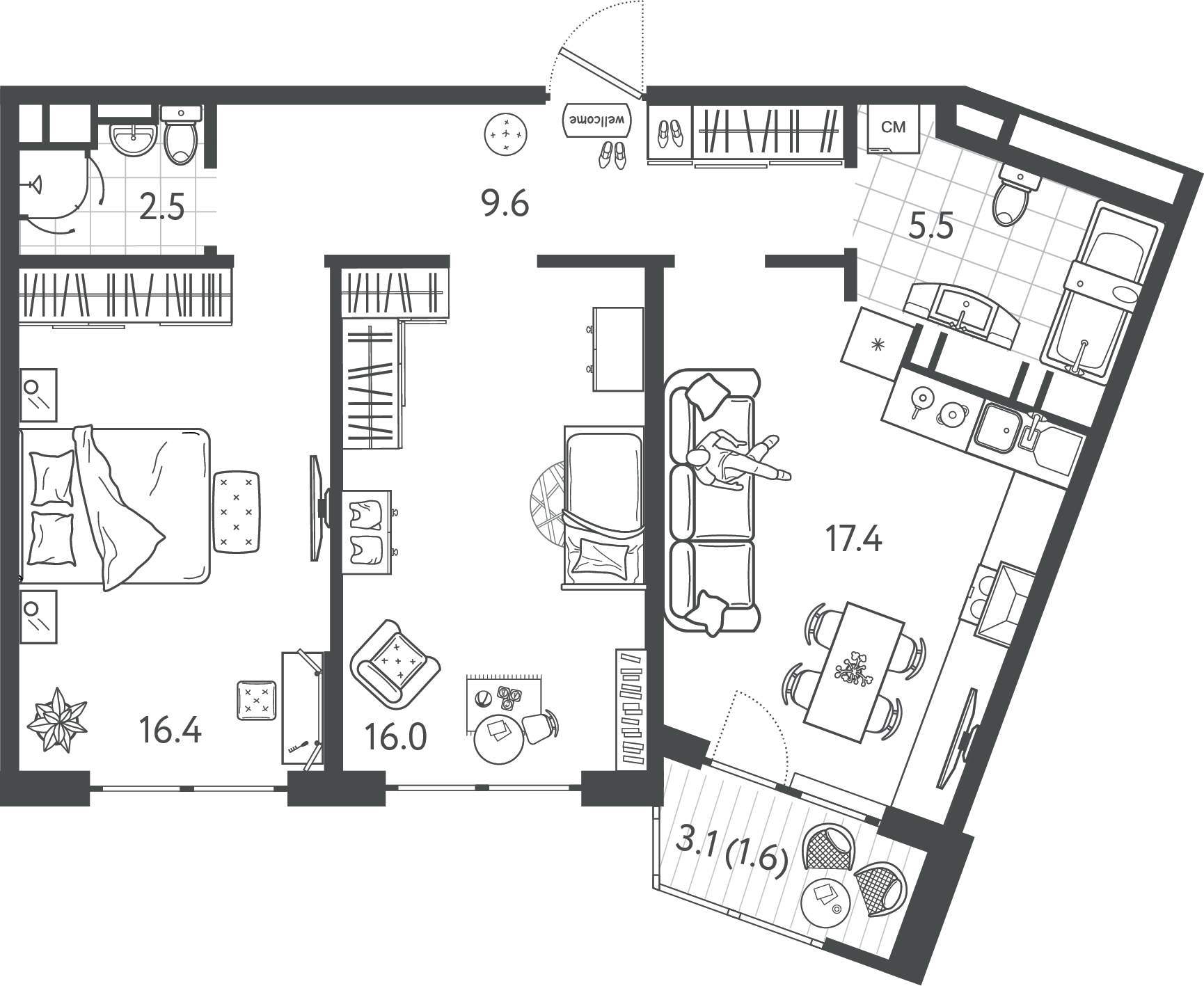 Продажа 2-комнатной новостройки, Краснодар, Колхозная улица,  д.5стр7