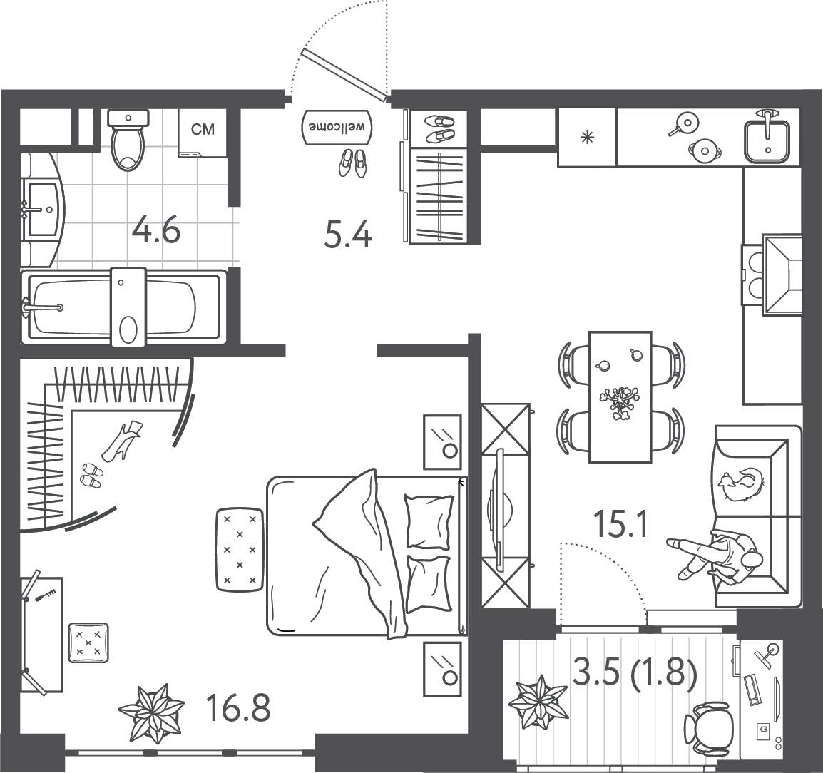 Продажа 1-комнатной новостройки, Краснодар, Колхозная улица,  д.5стр3