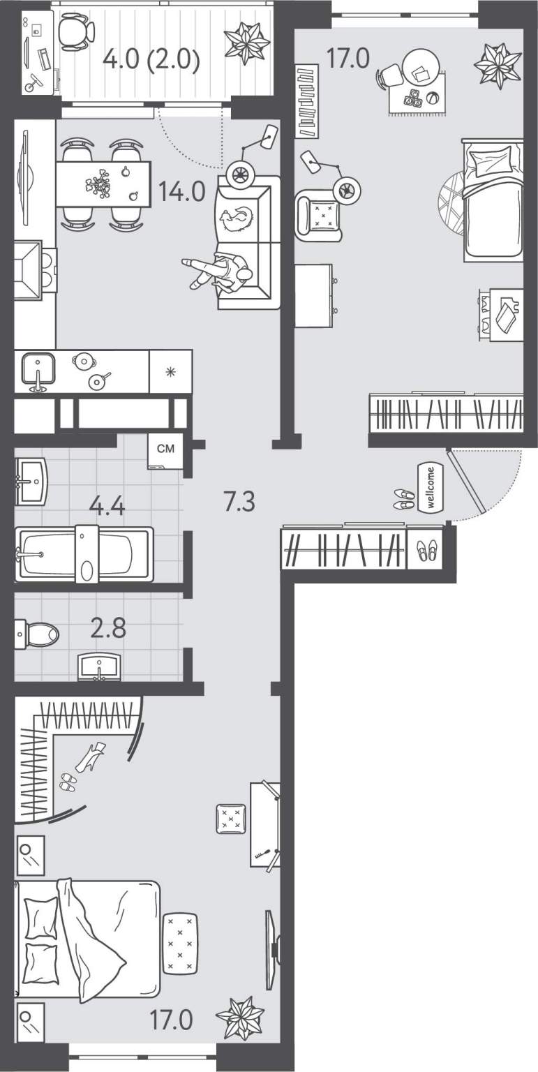 Продажа 2-комнатной новостройки, Краснодар, Колхозная улица,  д.5стр3