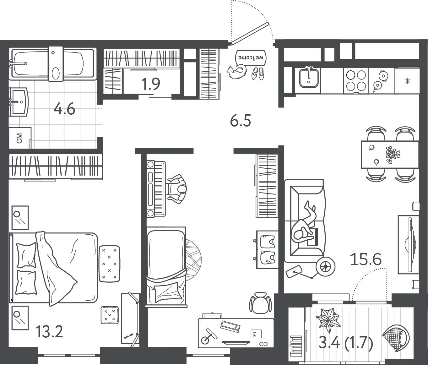 Продажа 2-комнатной новостройки, Краснодар, Колхозная улица,  д.5стр7