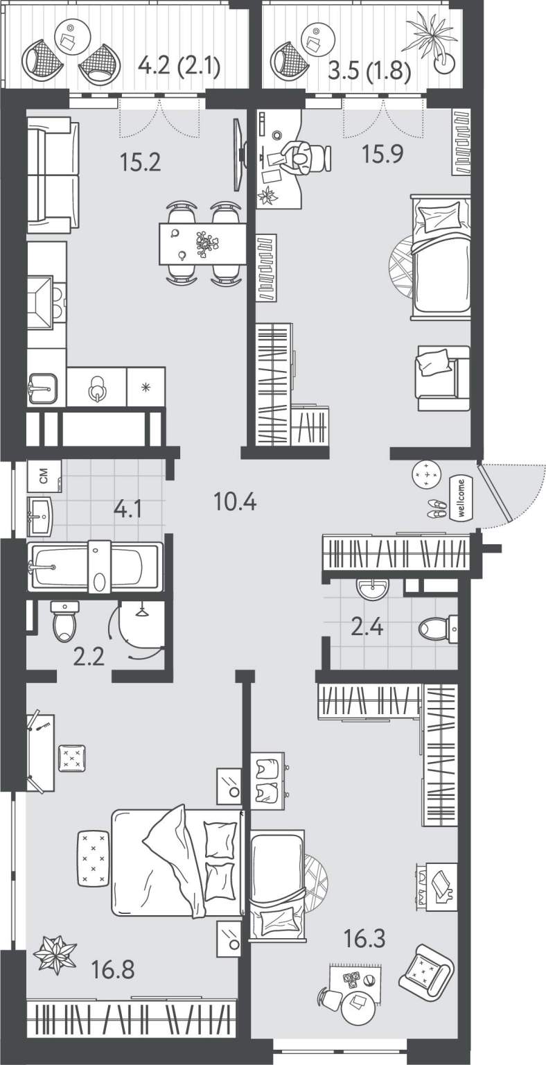 Продажа 3-комнатной новостройки, Краснодар, Колхозная улица,  д.5стр7