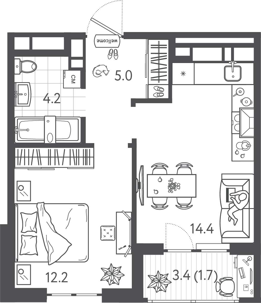 Продажа 1-комнатной новостройки, Краснодар, Колхозная улица,  д.5стр6