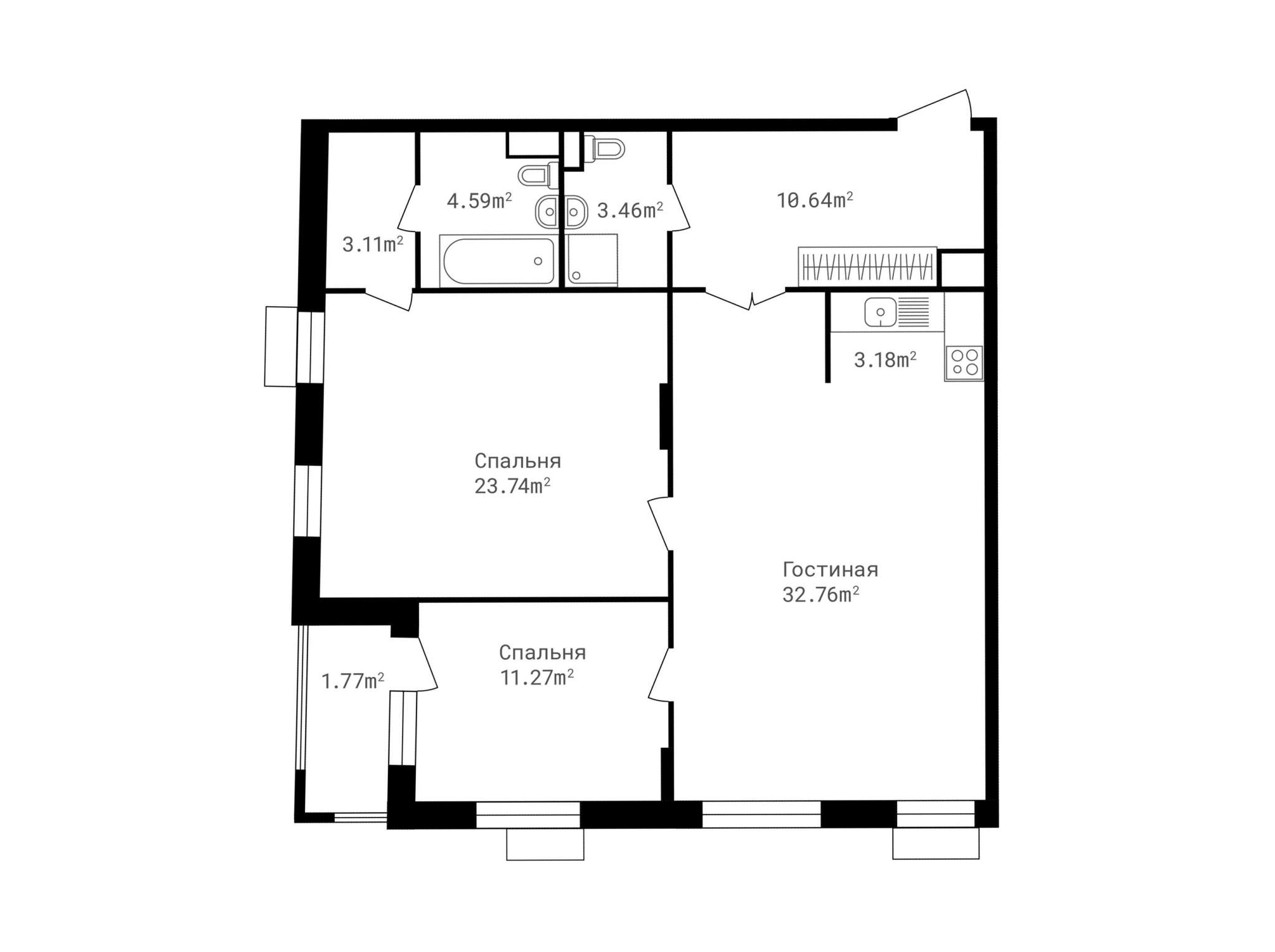 Продажа 3-комнатной новостройки, Жуковка, коттеджный посёлок Жуковка-1,  д.53