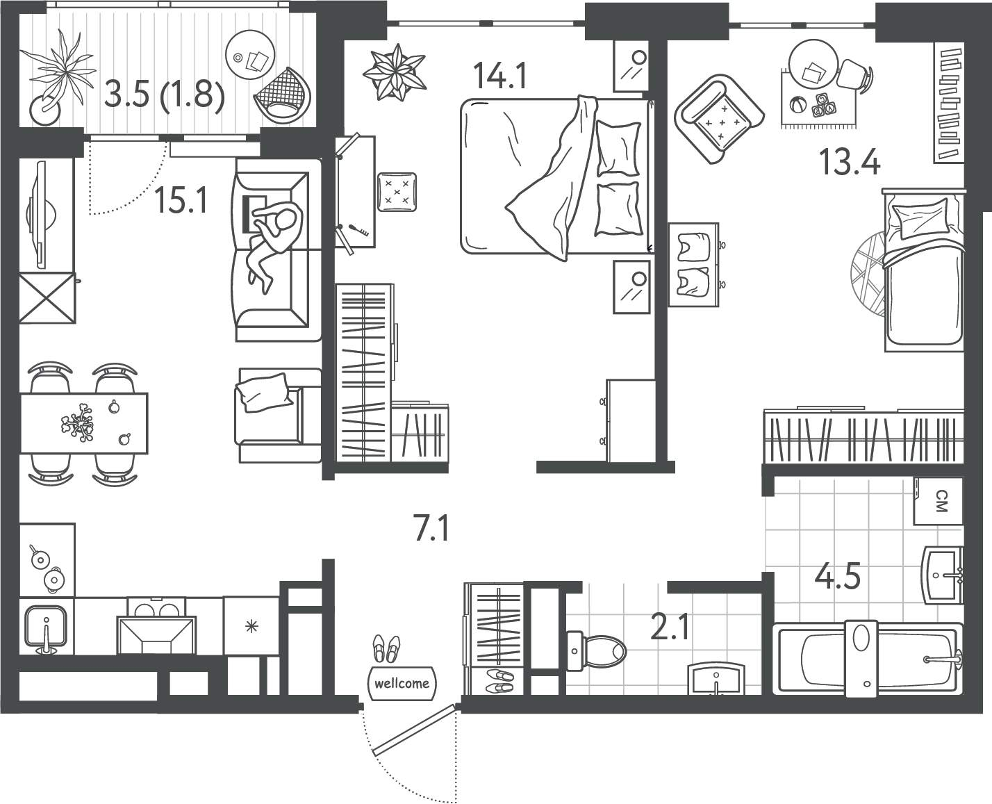 Продажа 2-комнатной новостройки, Краснодар, Колхозная улица,  д.5стр7