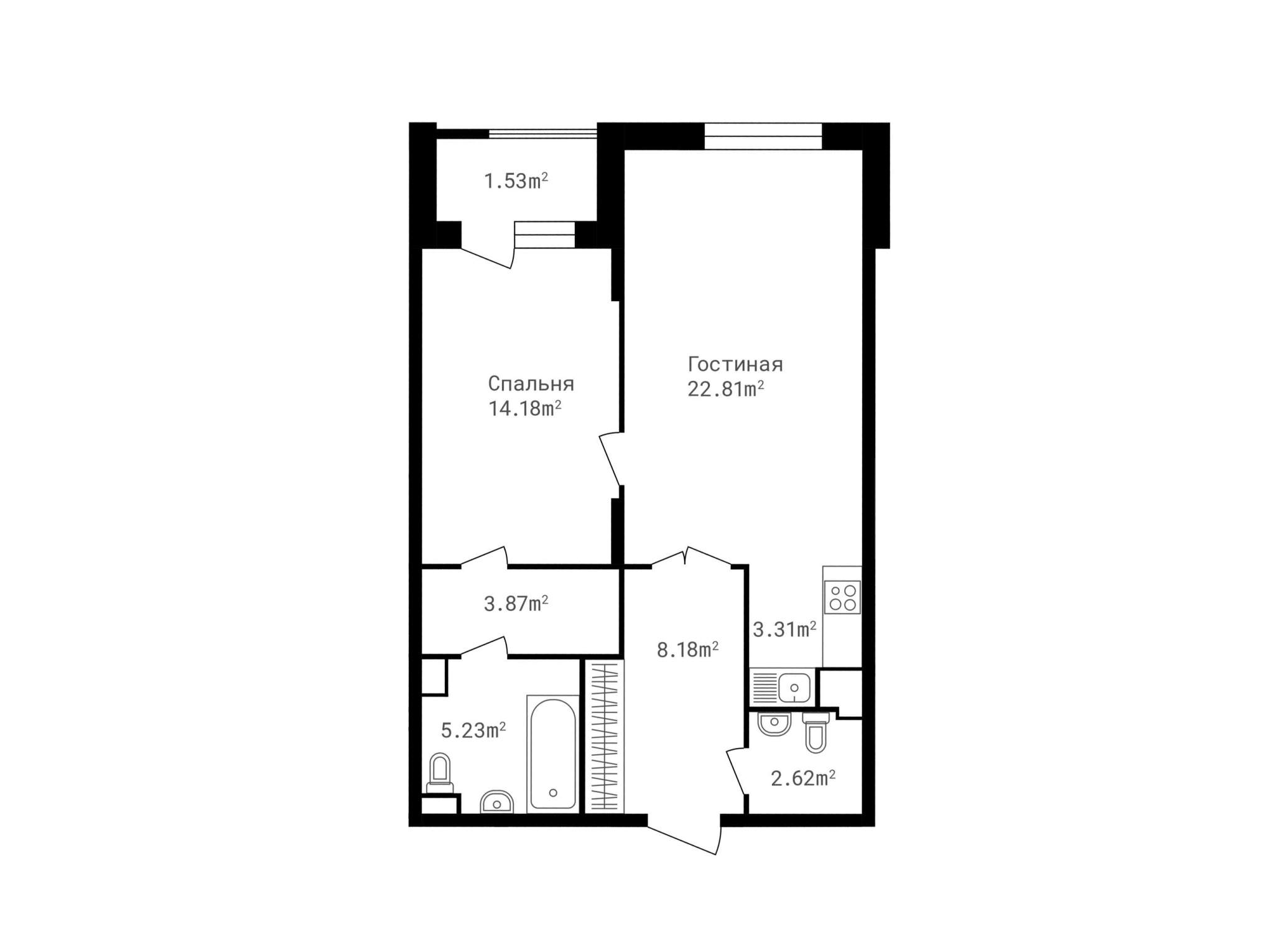 Продажа 2-комнатной новостройки, Жуковка, коттеджный посёлок Жуковка-1,  д.53